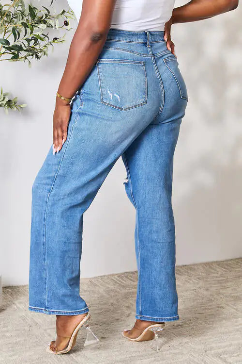 High Waist Distressed Jeans women jeans