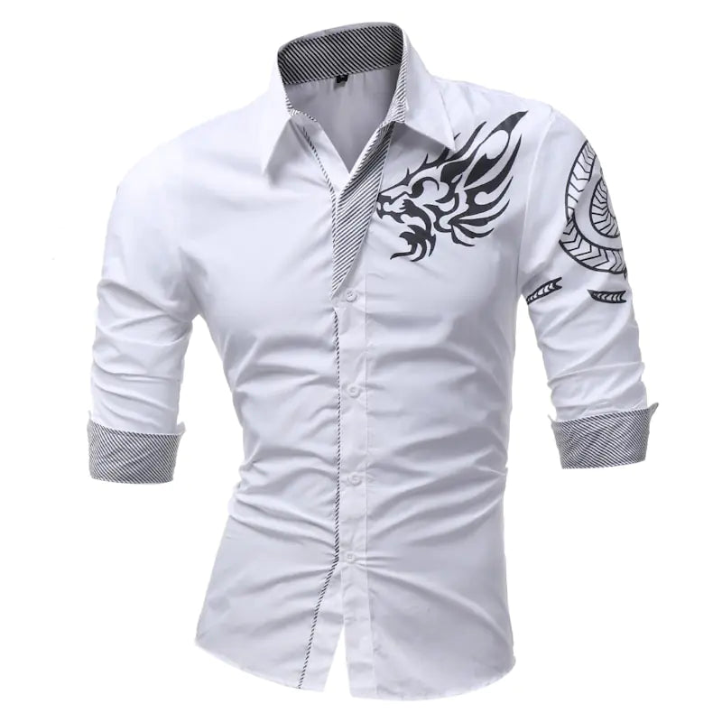 Mens Long-Sleeved Dress Shirt Dragons 