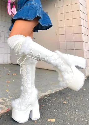 Chunky High Heeled Winter Boots