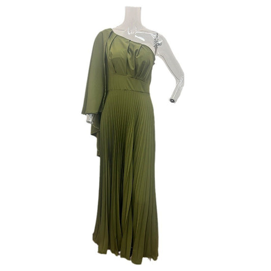 Summer Sloping-shoulder Off The-shoulder Sexy Pleated Shawl High Waist Dress long dress