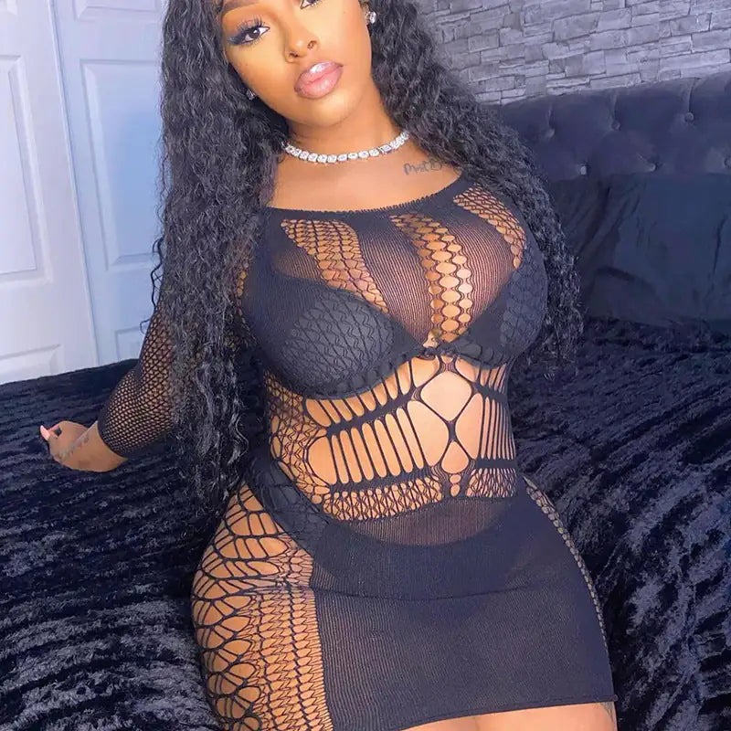 Mesh Cutout Mini Dress 