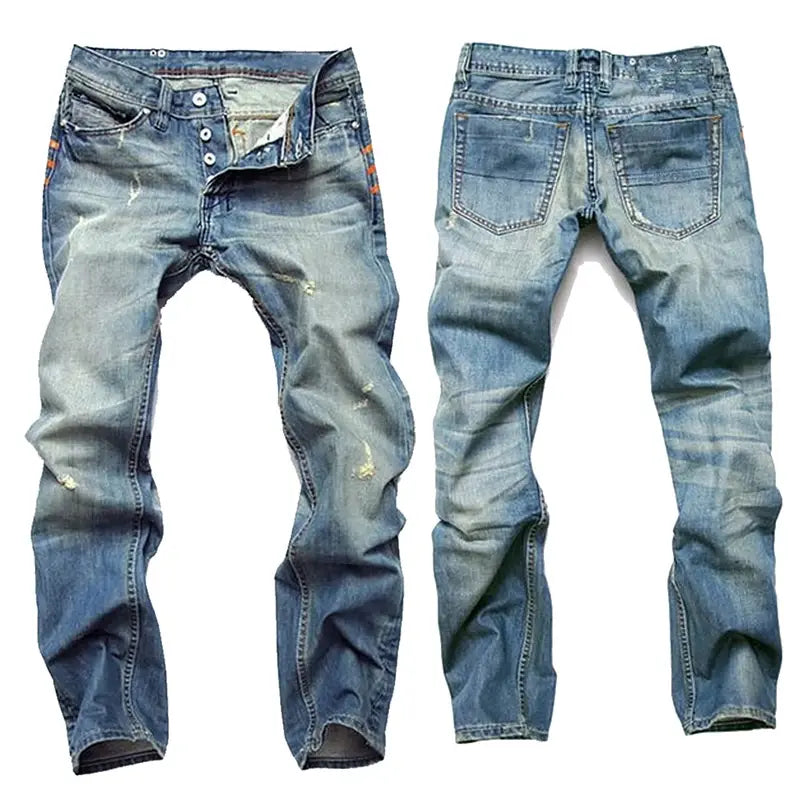 Casual Men Jeans Straight Cotton High Quality Denim Pants 