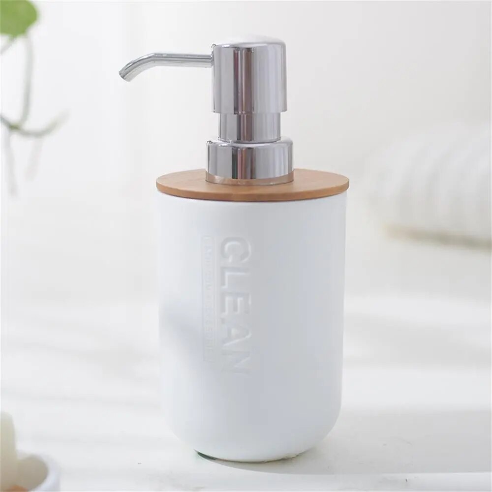 Bathroom Accessories Set Designer Soap Lotion Dispenser Toothbrush Holder Soap Dish Tumbler or wood Bottle Cup Black/White/gray - MaiM