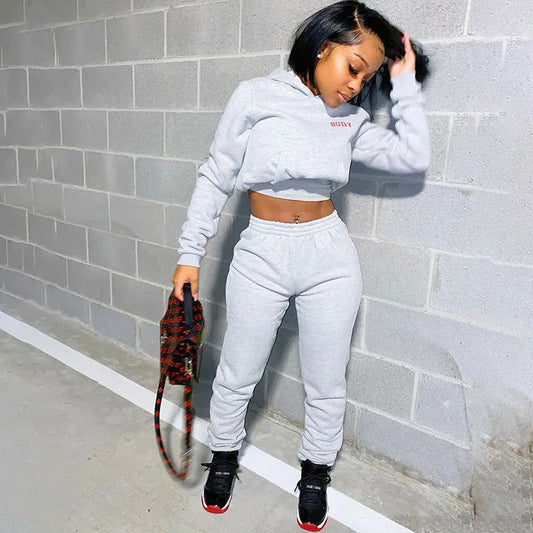 hirigin Sporty 2 Piece Set Hoodies and Sweatpants Fall Winter Clothes Women Two Piece Outfits Casual Tracksuits 