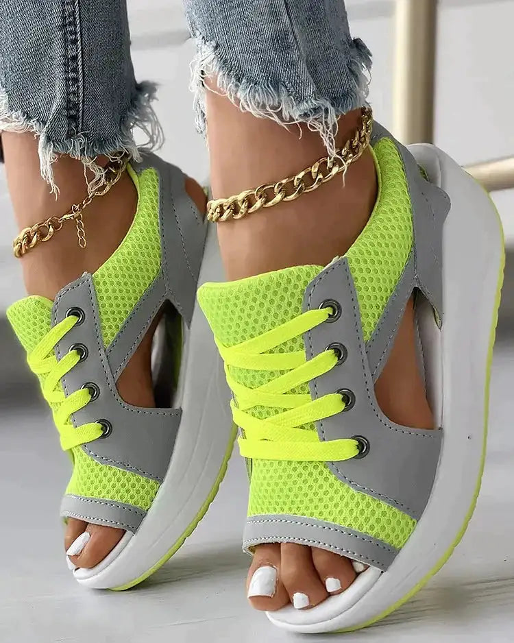 Women's Summer Open Toe Sneakers with Cut Out Design