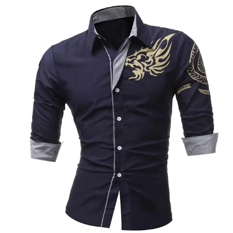 Mens Long-Sleeved Dress Shirt Dragons 