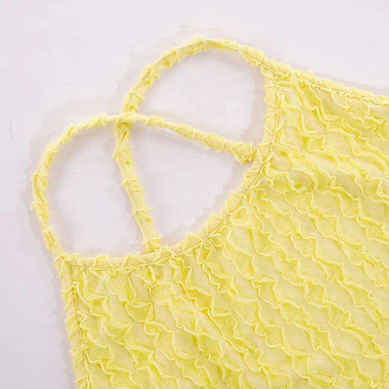 Summertime Fine Textured Cross Strap Maxi Dress 