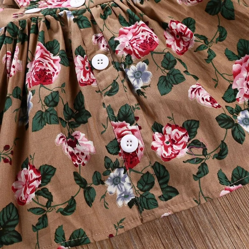 Baby Girl Floral Print Dress Romper Headband Clothes Set 