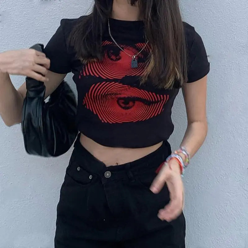 Vintage Goth Graphic Crop Top 