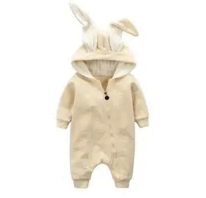 Rabbit Ear Hooded Baby Rompers 