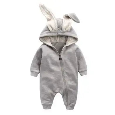 Rabbit Ear Hooded Baby Rompers 