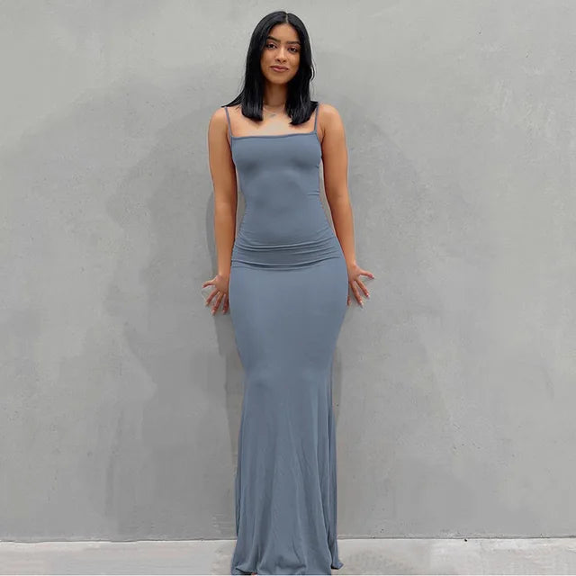 Satin Slip Backless Maxi Dress 