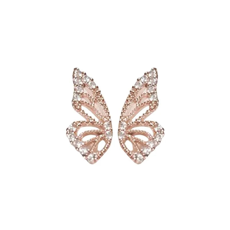 Rhinestone Butterfly Wing Stud Earrings^