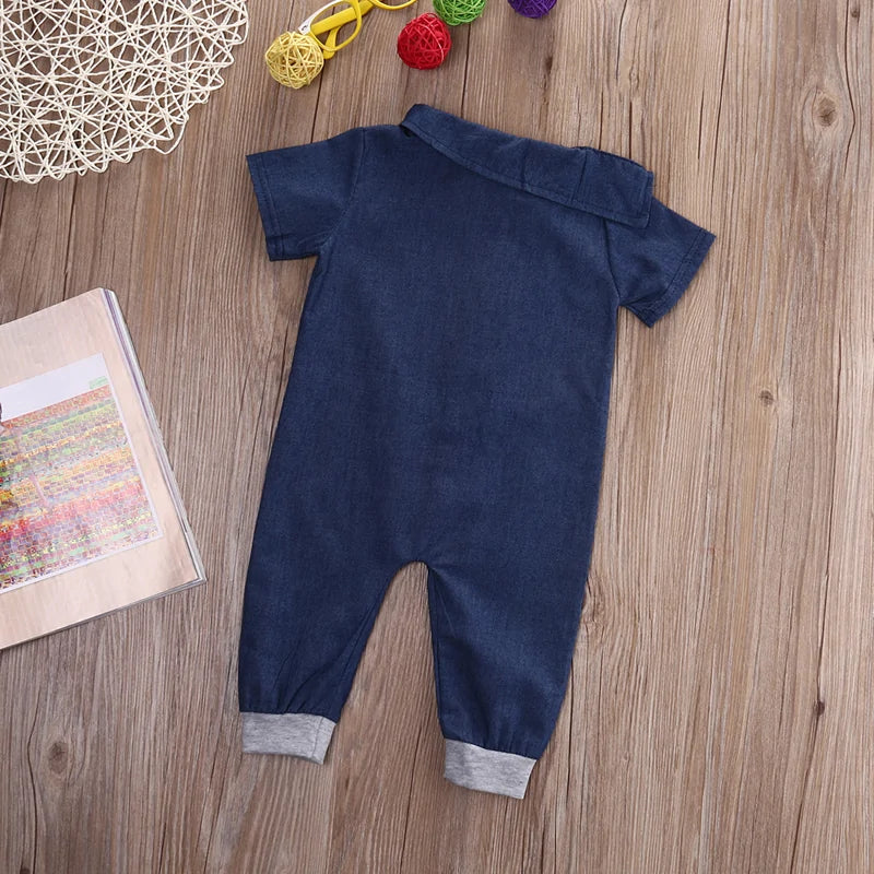 Denim Toddler Romper Jumpsuit Outfit 