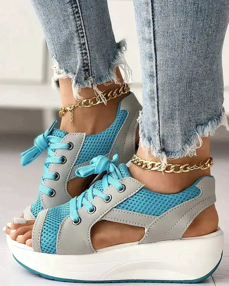 Women's Summer Open Toe Sneakers with Cut Out Design