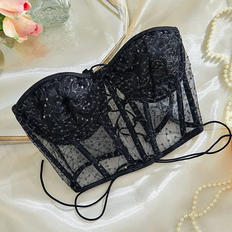 Sexy Corset Bustier Mesh Bralet 