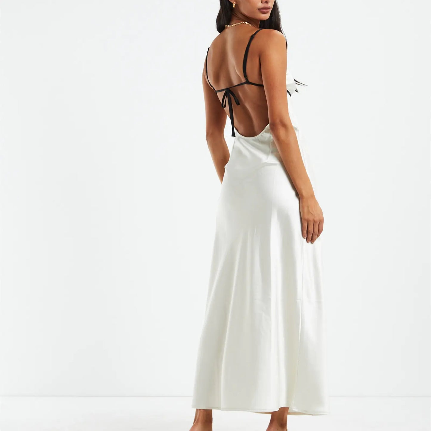 Hirigin Chic Summer Backless Lace-up Sling Long Dress 