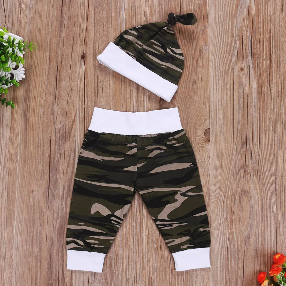 Baby Boy Camo Tops Romper Pants 