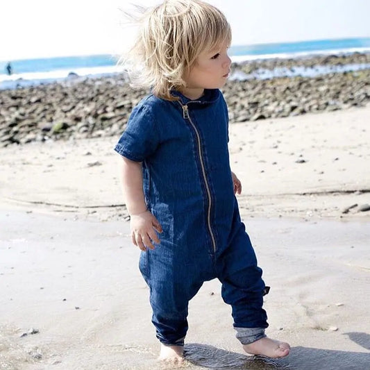 Denim Toddler Romper Jumpsuit Outfit 