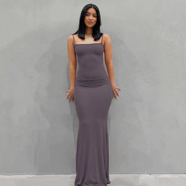 Satin Slip Backless Maxi Dress 