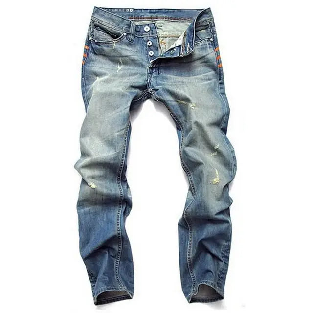 Casual Men Jeans Straight Cotton High Quality Denim Pants 