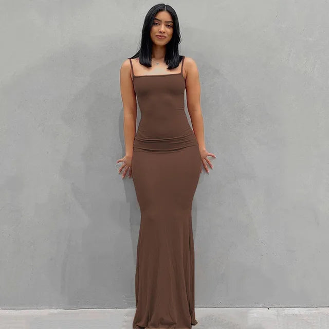 Satin Slip Backless Maxi Dress 