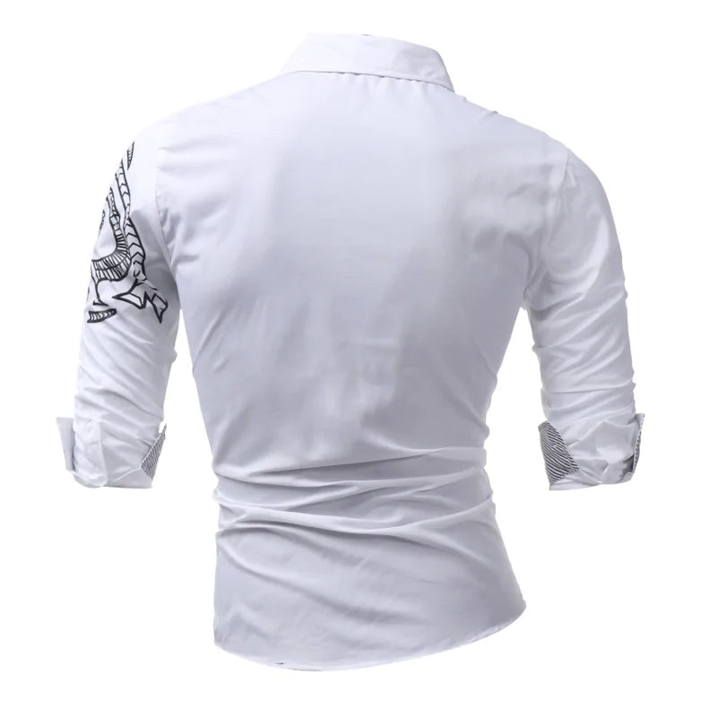 Mens Long-Sleeved Dress Shirt Dragons 