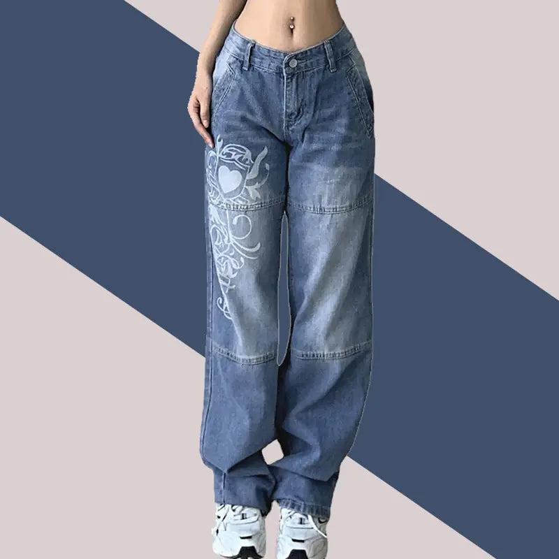 Harajuku Printed Cargo Jeans 