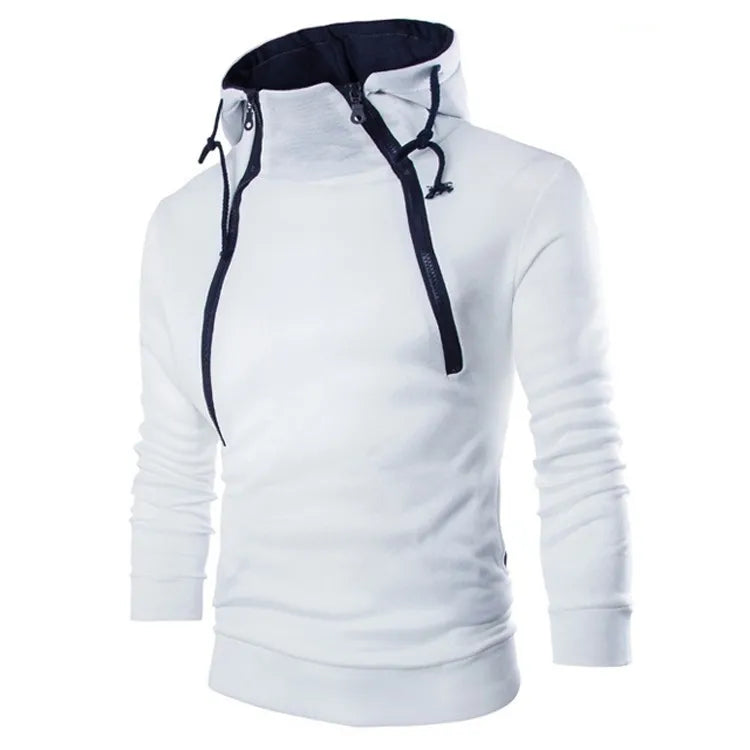 Men's Hoodies Long Sleeve Sweatshirts for Men Zipper Hooded Pullover High Neck Mens Sweatshirt Top Jacket Coat Black Sweater jacket