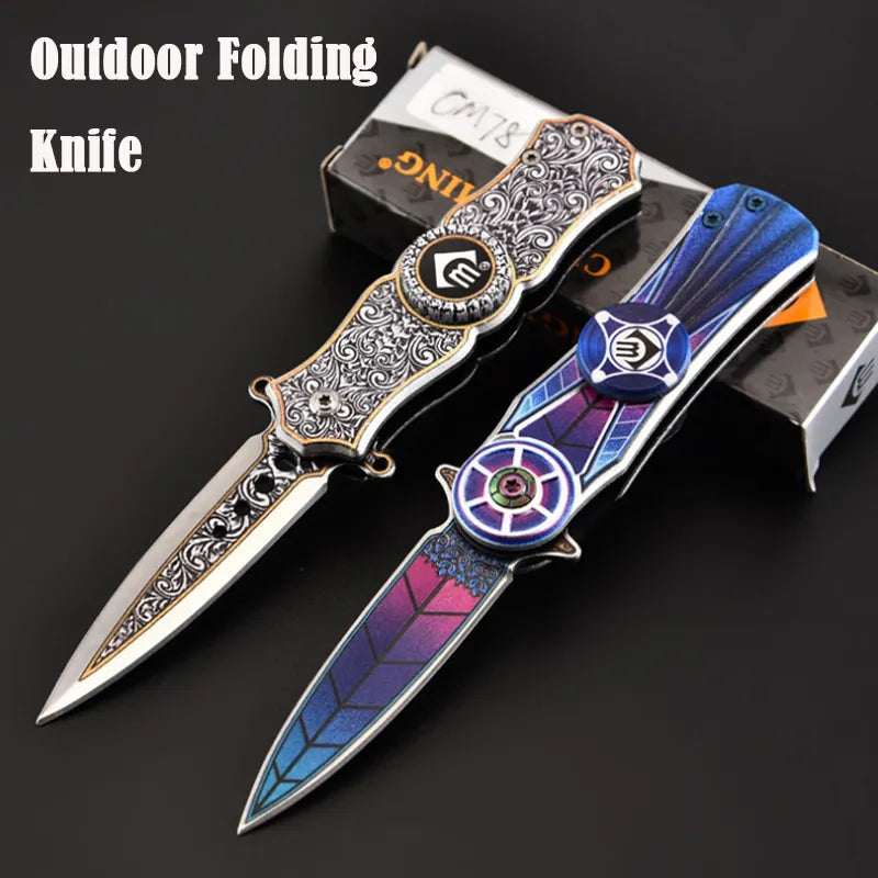 Outdoor Survival Pocket Knife Self Defense Cutter Fingertip Gyro Folding Knife Field Military Tactical Hunting Knives Jackknife knife