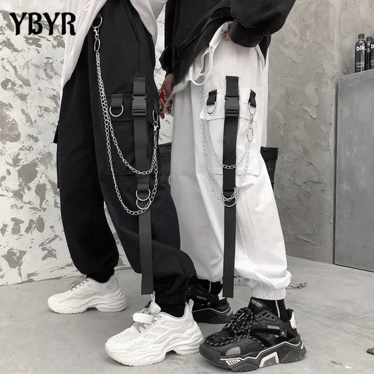 Women Cargo Harem Pants Side Pockets Black White Hip Hop Casual Male Female Joggers Trousers Fashion Casual Streetwear Pants