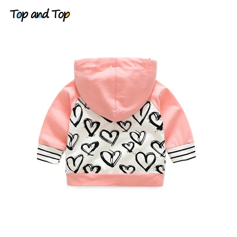 Top and Top Fashion Cute Infant Newborn Baby Girl Clothes Hooded Sweatshirt Striped Pants 2pcs Outfit Cotton Baby Tracksuit Set