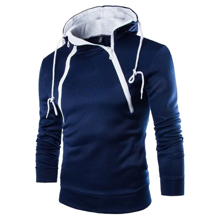 Men's Hoodies Long Sleeve Sweatshirts for Men Zipper Hooded Pullover High Neck Mens Sweatshirt Top Jacket Coat Black Sweater jacket