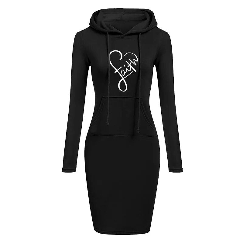 Ladies Autumn/winter loving Printed Dress Slim Fit Long Hoodie Fashionable Hoodie Hooded Women's Long Sleeve Sweater 6 Colors