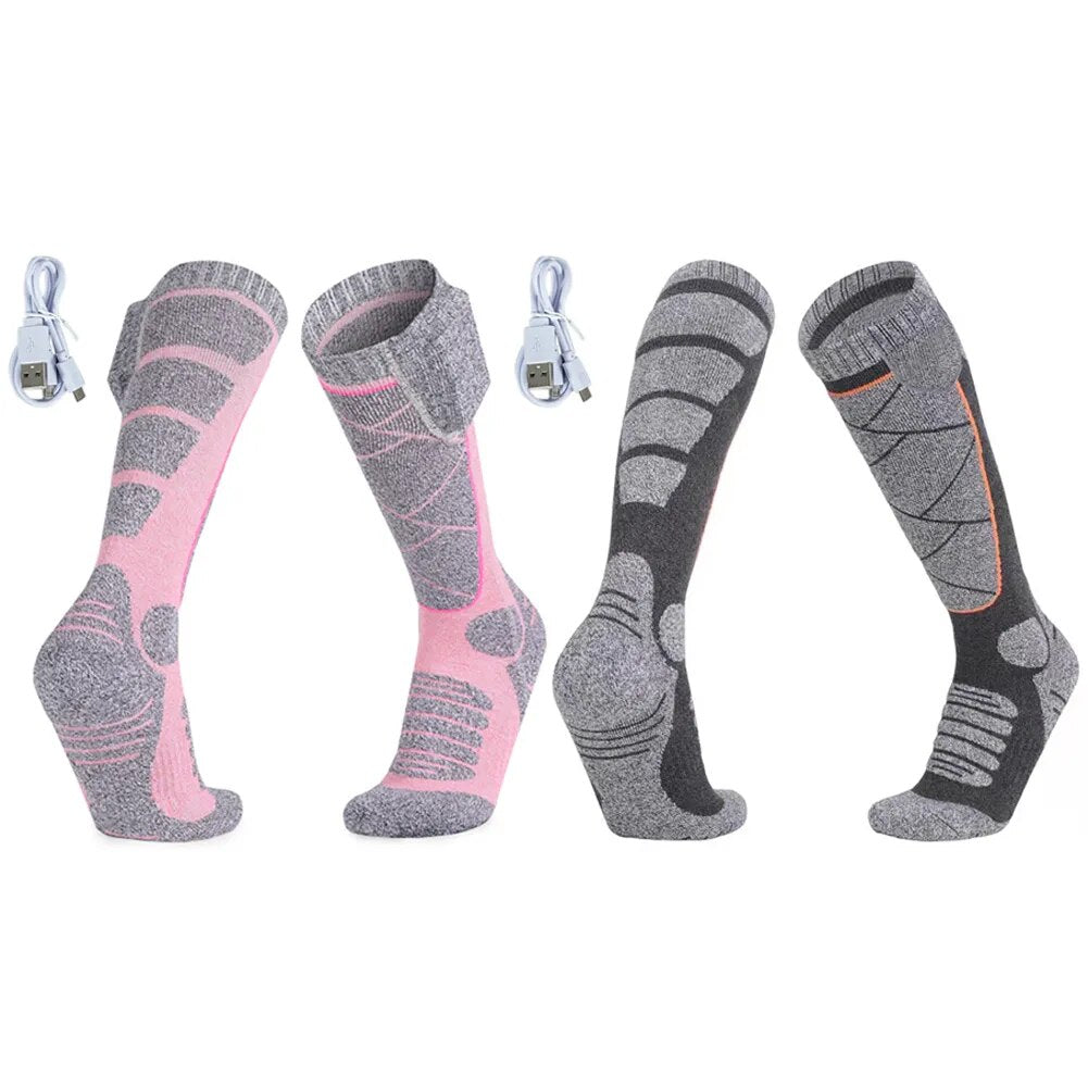 Unisex Electric Heated Socks 3 Heating Levels Heated Sports Stockings Intelligent Fast Heating for Winter Skiing Cycling