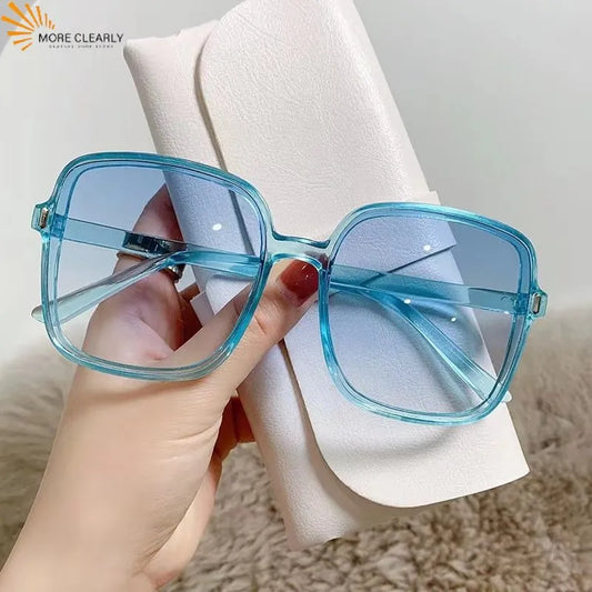 Oversize Fashion Glasses Outdoor UV400 Sunglasses Gradient Square Decoration Black Large Frame Transparent Trend Sunglasses