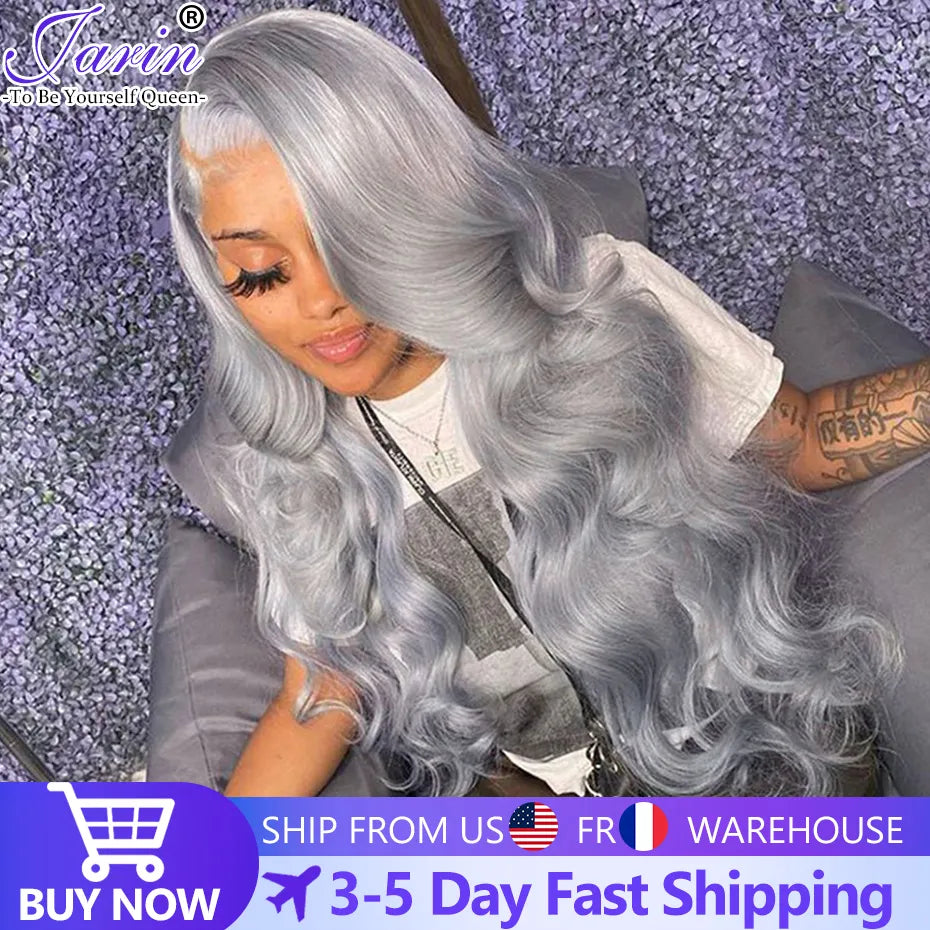 Silver Grey Body Wave Lace Front Wig 13x4 13x6 Lace Frontal Human Hair Wigs Transparent Brazilian Hair Colored Wigs For Women