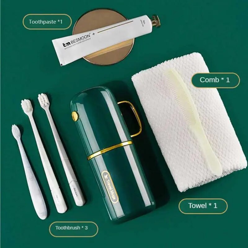 Plastic Bathroom Accessories Sets Toilet Brush Soap Dish Toothpaste Dispenser Swing Lid Trash Washable for Bath Accessories