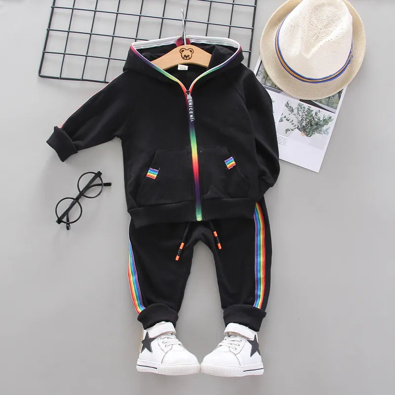 Spring Autumn Baby Girl Clothes Suit Boys Outfits Children Hooded Jacket Pants 2Pcs/Sets Toddler Sports Costume Kids Tracksuits