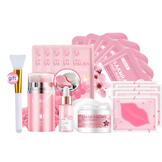 Skincare Product Sakura Set Whitening Cream 24k Serum Skin Care Kit Face Mask Facial Products Kit Face Care Women Beauty Health