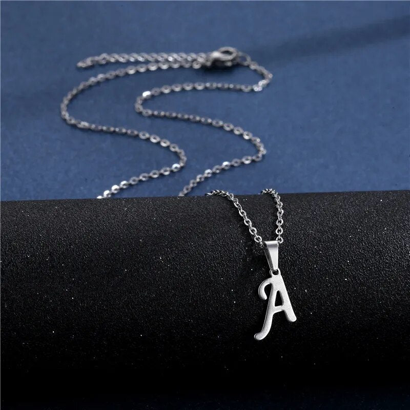 Trendy 26 Initials Necklace Glossy Metal Lucky A-Z Letters Clavicle Chain For Women Jewelry Birthday Gifts