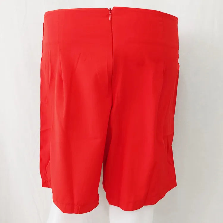 Summer European and American women's pants, high waisted shorts, button up shorts, wide leg pants