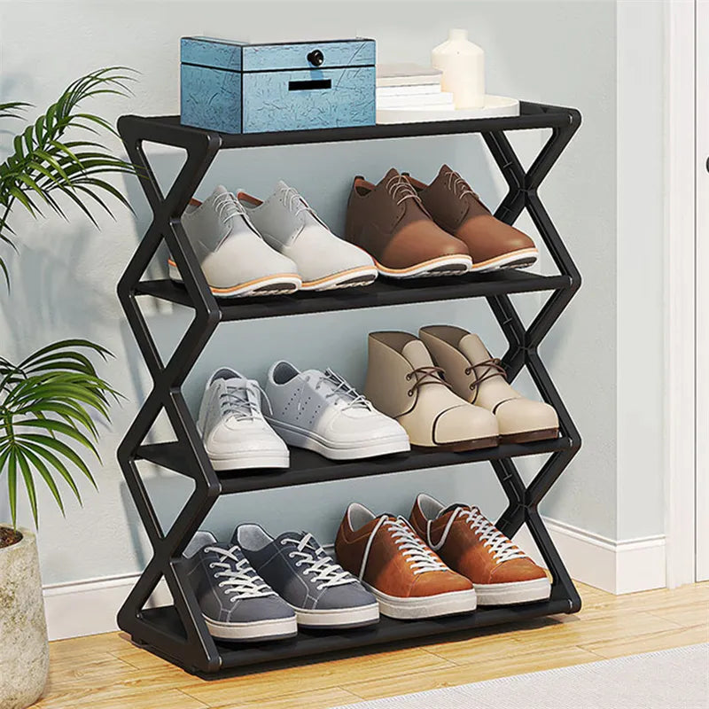 X-Shaped Shoes Rack Holder Assembled Detachable Shoecase Sneakers Slippers Dustproof Storage Organize Space Saving Stand Shelf