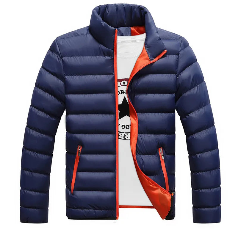 M-5XL New Men's Winter Thick Jacket Stand Neck Zipper for Warmth and Contrast Color Short Jacket Slim Fitting and Versatile jacket