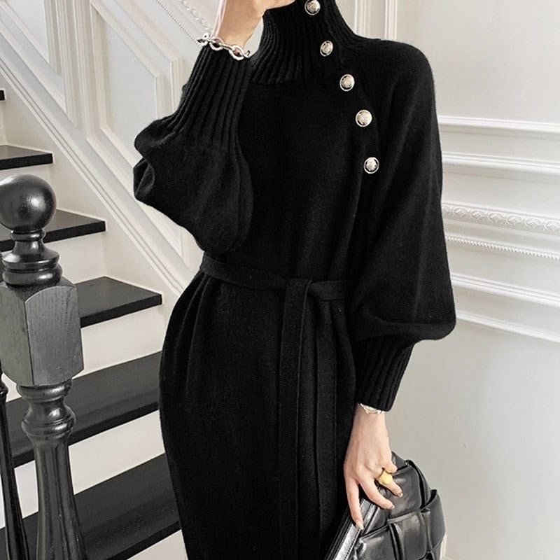 Women Long Loose Knitted Sweater Dress Long Sleeve Elegant Slim Casual Chic Dresses Fashion Y2K Clothes