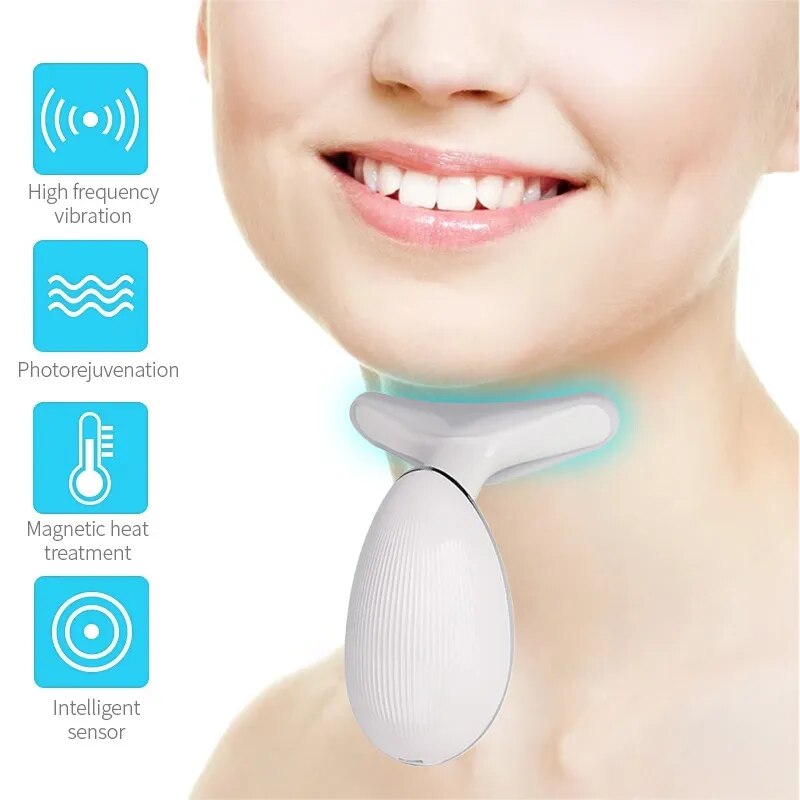 Neck Anti Wrinkle Face Lifting Beauty Device LED Photon Therapy Skin Care EMS Tighten Massager Reduce Double Chin WrinkleRemoval