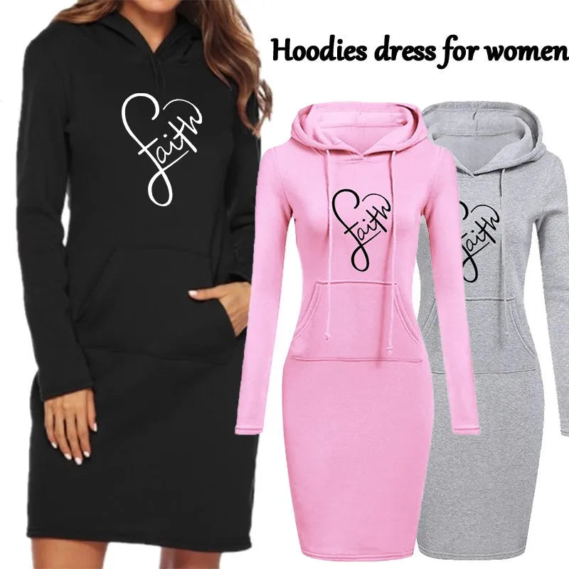 Ladies Autumn/winter loving Printed Dress Slim Fit Long Hoodie Fashionable Hoodie Hooded Women's Long Sleeve Sweater 6 Colors