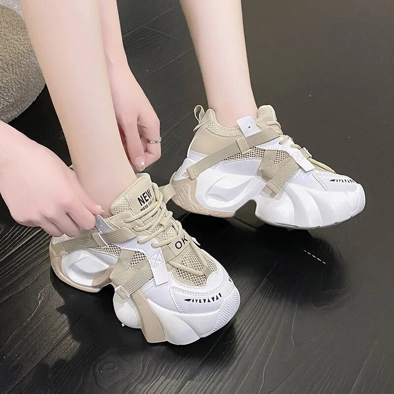 Spring And Autumn New 2023 Daddy Shoes Women'S Fashion Thick Bottom Korean Style Trendy Casual Sports Shoes Women'S Singles Gift