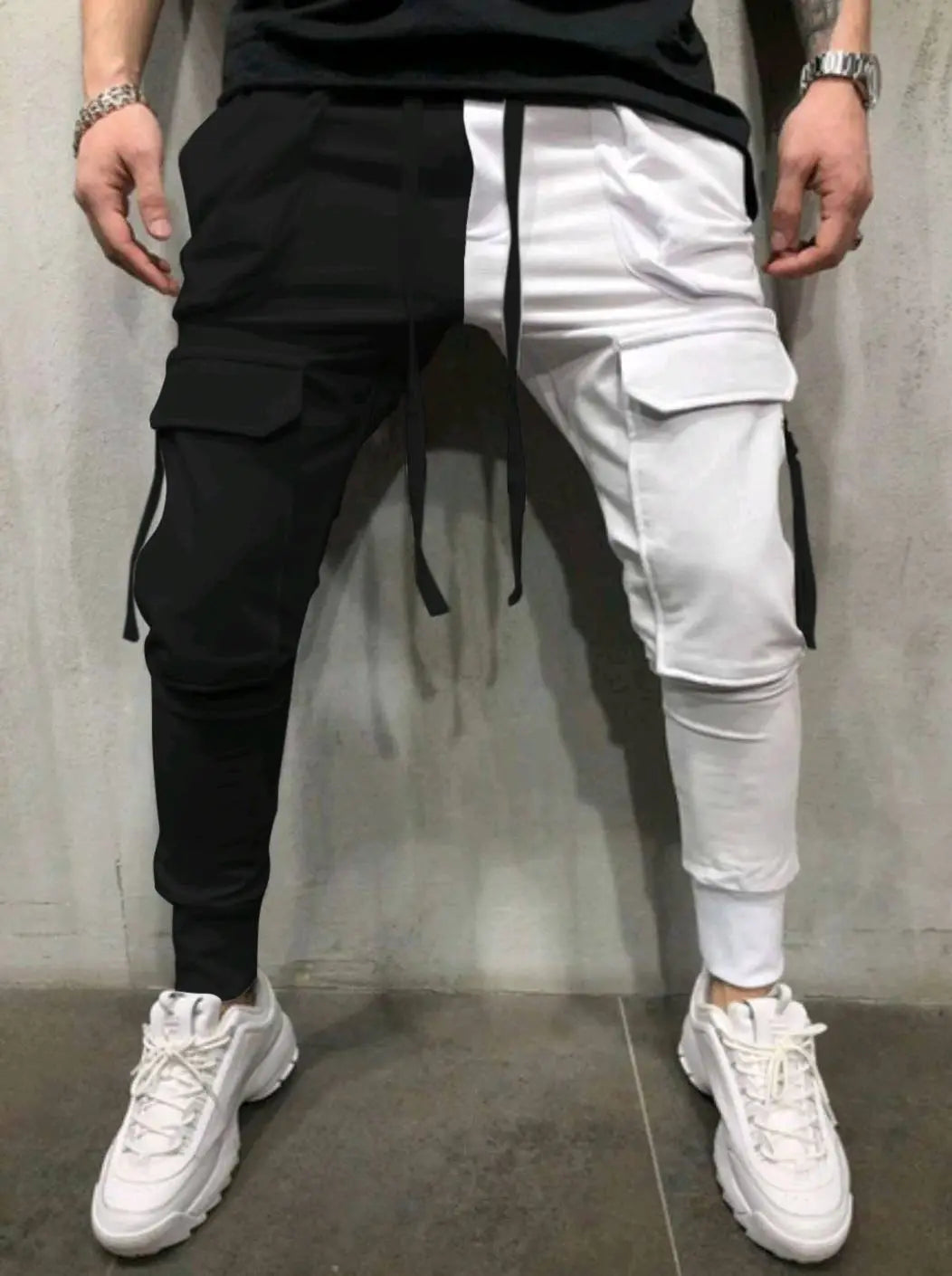 Spring And Autumn New Trend Men's Casual Sports Pants Matching Color Leisure Fitness  Cargo Pants