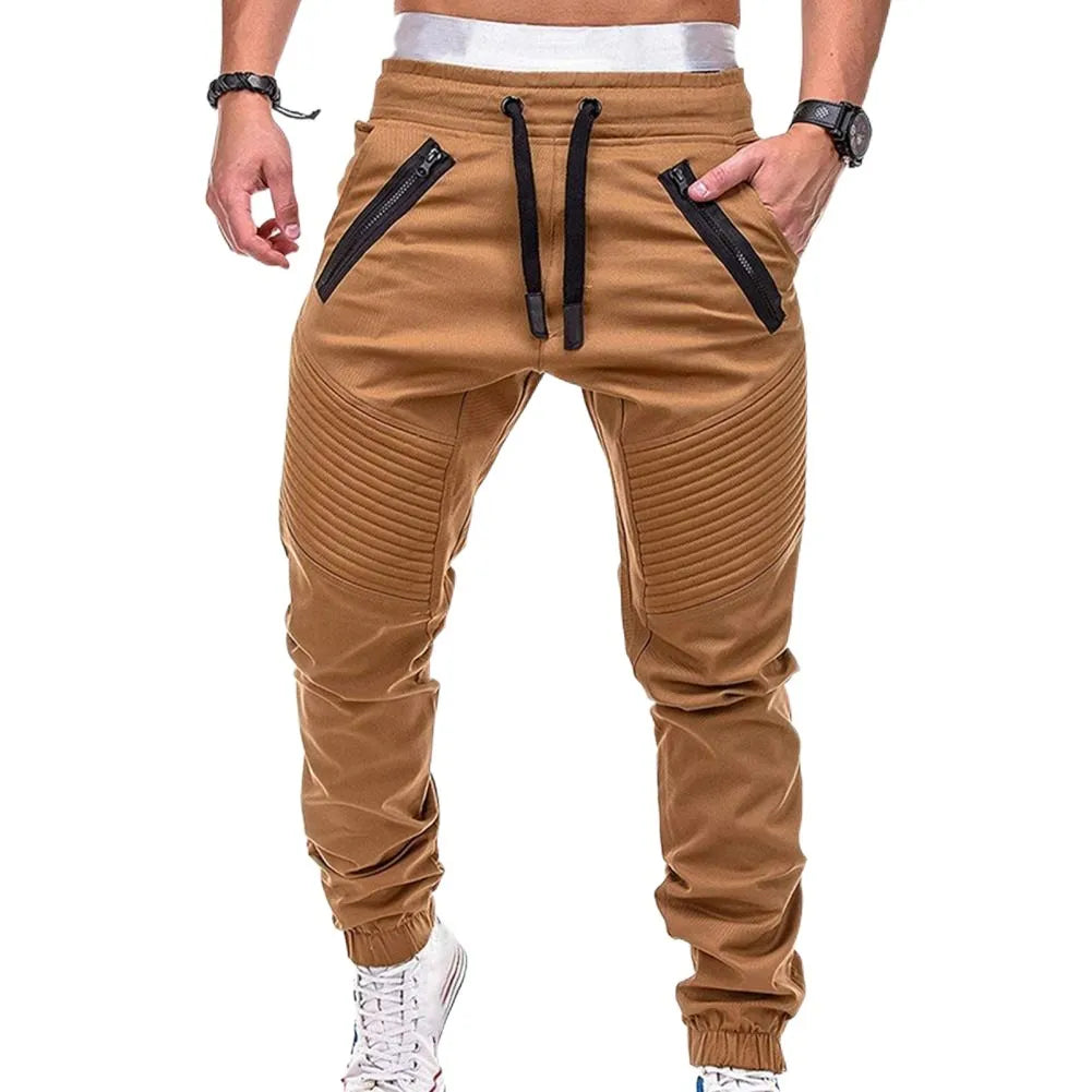 Men's Drawstring Adjustable Pocket Pants New Casual Men's Pants Jogging Slim Fit Striped Clothing